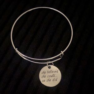 Silver Expandable Bracelet with Charm